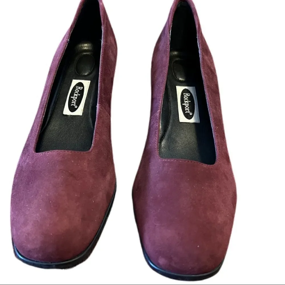 Rockport Heels, Suede, Wine Colored, Block Heel. Size 10M. Great Used Cond!!